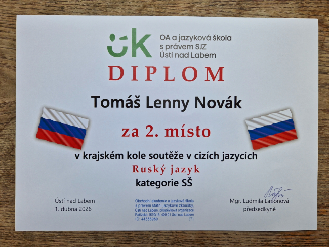 1. dubna 2026 - Krajské kolo Olympiády v ruském jazyce