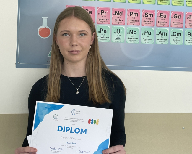 15. dubna 2026 - Velký úspěch na krajském kole Chemické olympiády